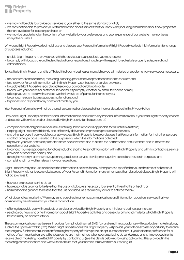 Bright Property Townsville - Privacy Policy