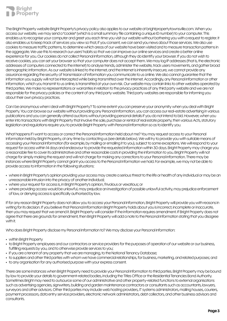 Bright Property Townsville - Privacy Policy