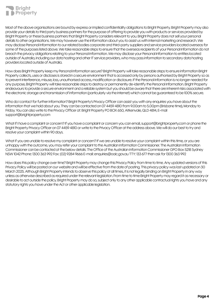 Bright Property Townsville - Privacy Policy